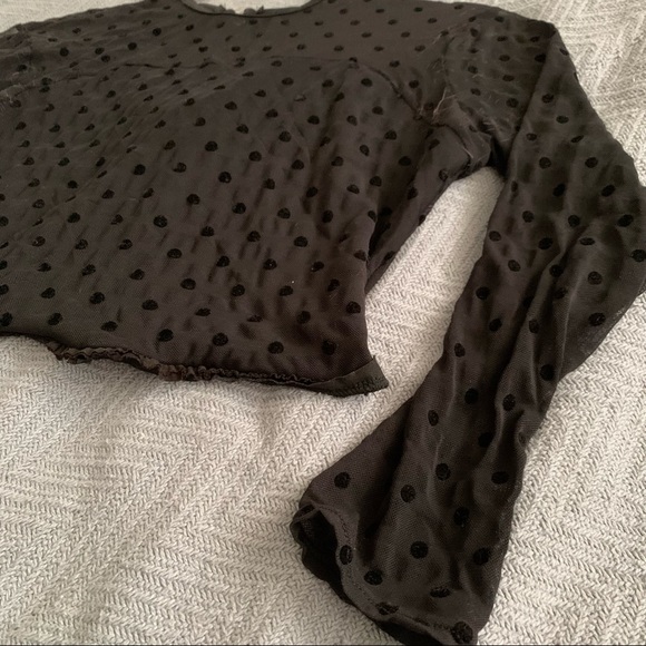 New No Name black crop polka dot blouse - Picture 3 of 4